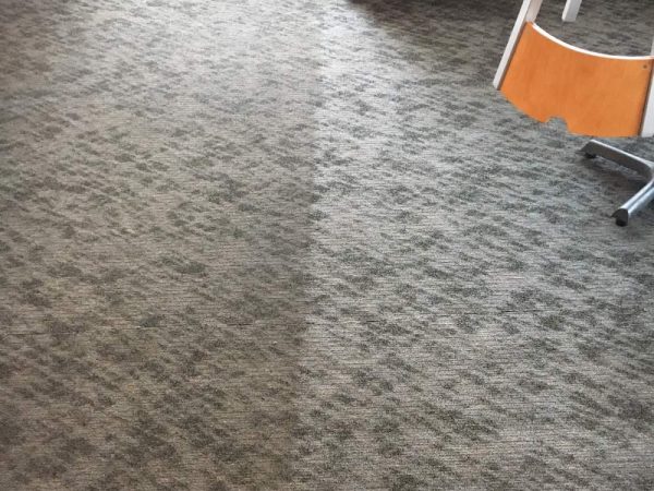 gray carpet before and after cleaning
