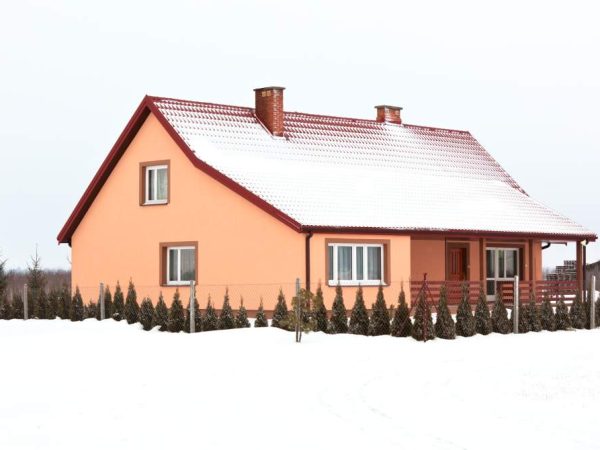 residential house in gray winter day