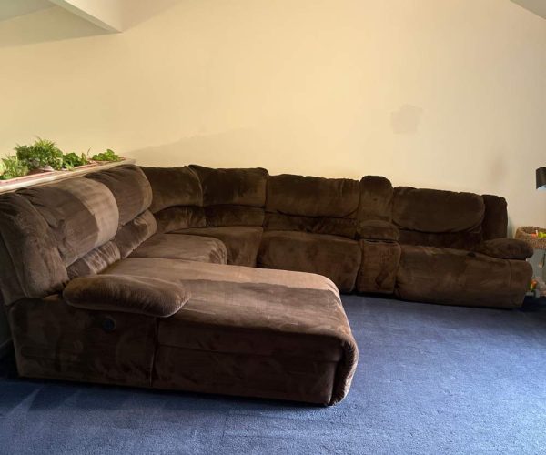 brown sectional couch before and after upholstery cleaning